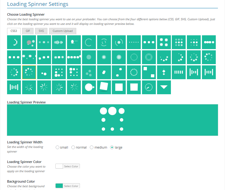 Preloader Ultimate Settings Seite Screenshots